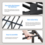 ROIL 14 inch King Size Bed Frame Metal Platform No Box Spring Needed with Headboard Hole Round Corner Legs Mattress Stoppers Retainers 3500LBS Heavy Duty Steel Slats Noise-Free ROIL