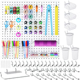 INCLY 70PCS Metal Peg Board Kit with 1/4" Pegboard Accessories, 4 Pack White Pegboard Panels, Bins, Cups and Peg Board Hooks, Paper Towel Holder, Pegboard Wall Organizer for Craft Room, Office, Sewing INCLY