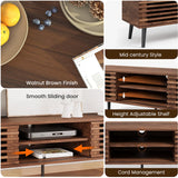 HAIOOU Mid Century Modern TV Stand, 52" Wooden TV Console with Slatted Sliding Doors and Storage for 50/55/60 Inch TV, Small Entertainment Center Media Console Cabinet for Living Room - Walnut Brown HAIOOU