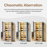 Tribesigns Tall Shoe Cabinet with Acrylic Doors and LED Lights, 8-Tier Entryway Shoe Organizer Storage Rack with Adjustable Shelves and Hanging Hooks for Narrow Closet, Hallway, Living Room, Gray Tribesigns