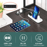 Yoobure L Shaped Desk Gaming Desk with LED Strip & Power Outlet, Reversible L-Shaped Computer Desk with Storage Shelf & Drawer, Corner Desk with Storage Bag, 2 Person Home Office Desk, Gray Yoobure