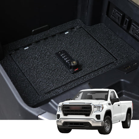 YOULAI Center Console Gun Safe - Console Gun Vault Compatible with Chevy Silverado 1500/GMC Sierra 1500 2023-2025, FIT 2022 Refreshed Model (4 Digit Lock with Key) YOULAI