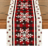 Artoid Mode Buffalo Plaid Snowflakes Christmas Table Runner, Seasonal Winter Kitchen Dining Table Decoration for Home Party Decor 13x72 Inch Artoid Mode
