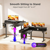 WALKINGDESK 63 Inches Height Adjustable L Shaped Standing Desk with 3 Drawers and Monitor Shelf, Electric Corner Comupter Desk, Sit Stand up Home Office Desk, Ergonomic Gaming Desk, Black WALKINGDESK