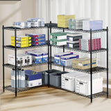 Healsmat Heavy Duty 4-Tier Shelving Units Adjustable, Wire Shelf with 800 lbs Capacity (200 per Shelf), 24" D x 14" W x 47 "H, Black, 4 Levels, Storage Shelf with Wheels & Leveling Feet HealSmart