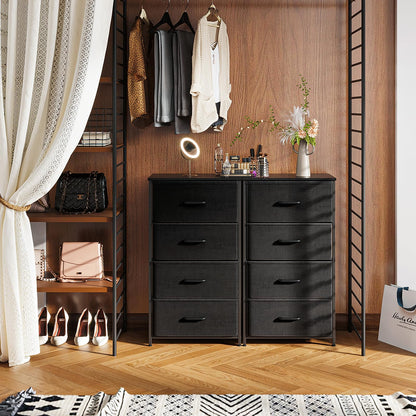 ODK Dresser for Bedroom with 4 Storage Drawers, Small Dresser Chest of Drawers Fabric Dresser with Sturdy Steel Frame, Dresser for Closet with Wood Top, Black - WoodArtSupply