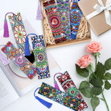 LINGFANG 8 Pcs Diamond Painting Bookmark, Leather DIY Book Makers for Adults Book Lovers, Diamond Art Beginners, Small Diamond Art Kits, Paint by Art Crafts Supplies Gift for Girls (Mandala) LINGFANG