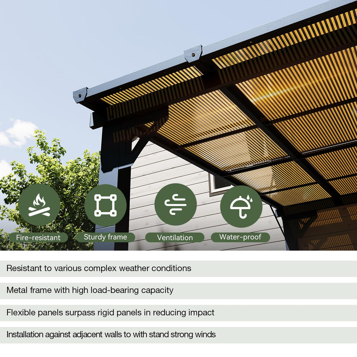 Aoxun Gazebo for Patio 10' x 14', Gazebo Pergola with Sloped Roof, Large Wall-Mounted Heavy Duty Awnings, for Backyard, Patio, Deck and More Aoxun