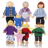 Jzszera Wooden Doll House Family of 8 Little Figures, Cute Dollhouse People for Girls Toddlers Jzszera