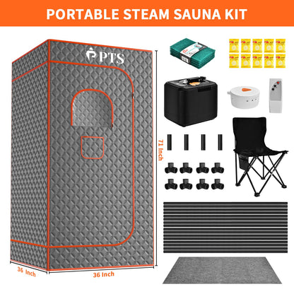 PTS Portable Steam Sauna Box - Thicken Cotton Personal Home Spa Sauna Tent with 3L 110V Steam Generator, 71'' x 36'' x 36'' Full Size Home Sauna Kits for Indoor Use, Gym, Pilates, Hot Tub