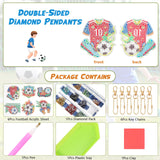 JSRQT 5D DIY Football Diamond Art Painting Keyrings Kit, Double-Sided Diamond Pasted Painting Keychians for Adult Kids, Rhinestone Mosaic Craft Painting Pendant for Handbag Backpack Party Decoration JSRQT