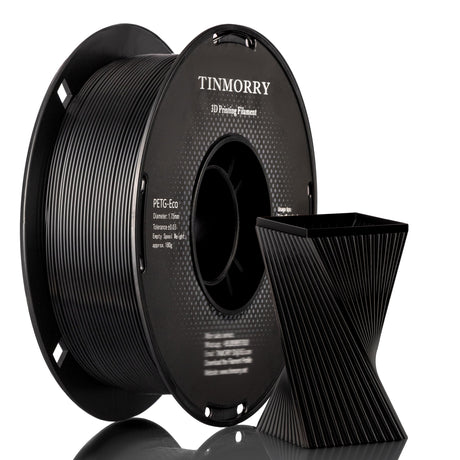 PETG Filament 1.75mm, TINMORRY Rapid PETG-Eco 3D Printer Filament, Compatible with Bambu FDM 3D Printer, 1 KG 1 Spool, Black TINMORRY