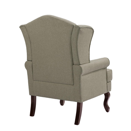 UIXE High Back Accent Chair for Living Room, Comfy Upholstered Arm Chair in Fabric with Retro Solid Wood Legs, Traditional Armchair Single Sofa Reading Seat - Light Camel UIXE