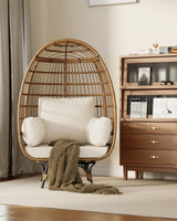 GAOMON 360 Swivel Wicker Egg Chair, Indoor Outdoor Rattan Lounge Chairs with Cushions for Indoor Living Room Bedroom Outside Patio Backyard Balcony GAOMON