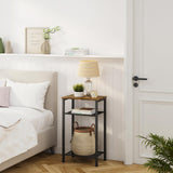 Hoctieon 3 Tier End Table, Telephone Table, Narrow Side Table with Storage, Nightstand for Small Spaces, Metal Frame, For Living Room, Bedroom, Sofa Couch, Hall, Easy Assembly, Rustic Brown Hoctieon