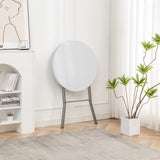 BTEXPERT 32" Round 43" Bar Height White Granite Plastic Folding Table Portable Commercial Table Banquet Card Coffee Dining Table for Wedding Party Event Home Kitchen Outdoor Set of 2 BTEXPERT