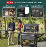 Keter Rolling Ice Cooler Cart, Outdoor Party Beverage Stand w/Wheels, 89.8 Qt, Dark Grey Keter