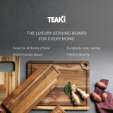 Teakhaus Marine Cutting Board with Juice Groove - Large Rectangle Cutting Board with Corner Hole - Reversible Teak Edge Grain Wood - Knife Friendly - FSC Certified Teakhaus