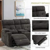 Consofa Power Reclining Loveseat with Console, Power Loveseat Recliner Sofa with Heat and Massage, Extended Footrest, Reclining Loveseat with Cup Holders, Lumbar Support for Living Room, RV Loveseat Consofa