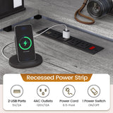 SEDETA L Shaped Desk with 6 Drawer, 108" Home Office Desk with File Drawer & Power Outlet, Corner Computer Desk with Monitor Shelf, Two Person Desk, Gaming Desk with Led Lights, Grey SEDETA