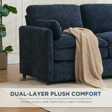 Tbfit 89" Cloud Modern Sofa, Comfy 3-Seater Couch w/Pillows, Pocketed Spring Seats, Plush Foam Cushions, Chenille Fabric Removable Cover, Soft Upholstered Living Room Furniture Home Apartment, Blue Tbfit