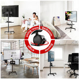 AOKCOS Rolling TV Stand - Mobile TV Stand on Wheels for 32-65 inch Flat/Curved TVs with Tilting, Height Adjustment Portable Rolling TV Cart Hold up to 88 Lbs for Livingroom, Bedroom, Office, Outdoor AOKCOS