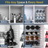 Plastic Water Bottle Organizer and Wine Rack Storage Holder,4 Tier 12 Containers Stackable Free-Standing Bottle Storage Rack for Kitchen Countertops, Table Top, Pantry, Bars, Cabinets, Fridge - Clear Benaep