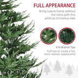 HOMCOM 9 Foot Artificial Christmas Tree, Pine Hinged Xmas Tree with 1939 Realistic Branches, Steel Base, Auto Open, Green HOMCOM