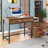 Tribesigns Computer Desk with 5 Drawers, Home Office Desks with Reversible Drawer Cabinet Printer Stand, Industrial PC Desk with Storage, Rustic Study Writing Table Workstation for Small Spaces Tribesigns