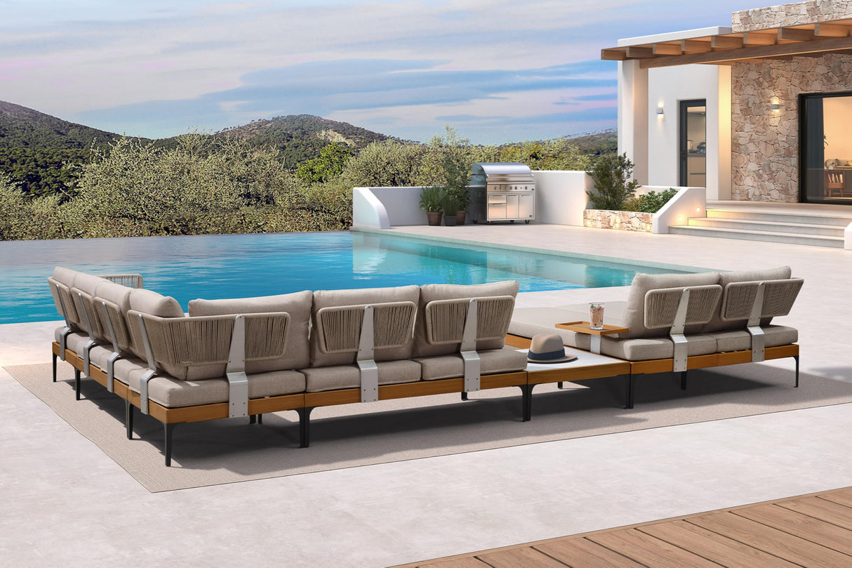 PURPLE LEAF 7 Pieces Patio Furniture Set with Daybed Tables Outdoor Wicker Sectional Conversation Sets Modern Aluminum L Shaped Sofa for Balcony Yard Garden Poolside, Cushions and Pillows Included PURPLE LEAF