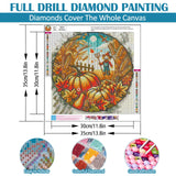 Fall Farm Pumpkin Scarecrow Diamond Art Kits for Adults, 5D Diamond Painting Kits for Adults Beginners, DIY Full Round Drill Diamond Dot Painting Gem Art Kits for Adult, Home Wall Decor 13.8x13.8 Inch VCLKDIY