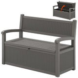 70 Gallon Outdoor Storage Bench Deck Box Lockable for Patio Furniture, Outdoor Porch Bench with Storage Waterproof for Cushions, Garden Tools and Pool Supplies, Grey LHBcraft