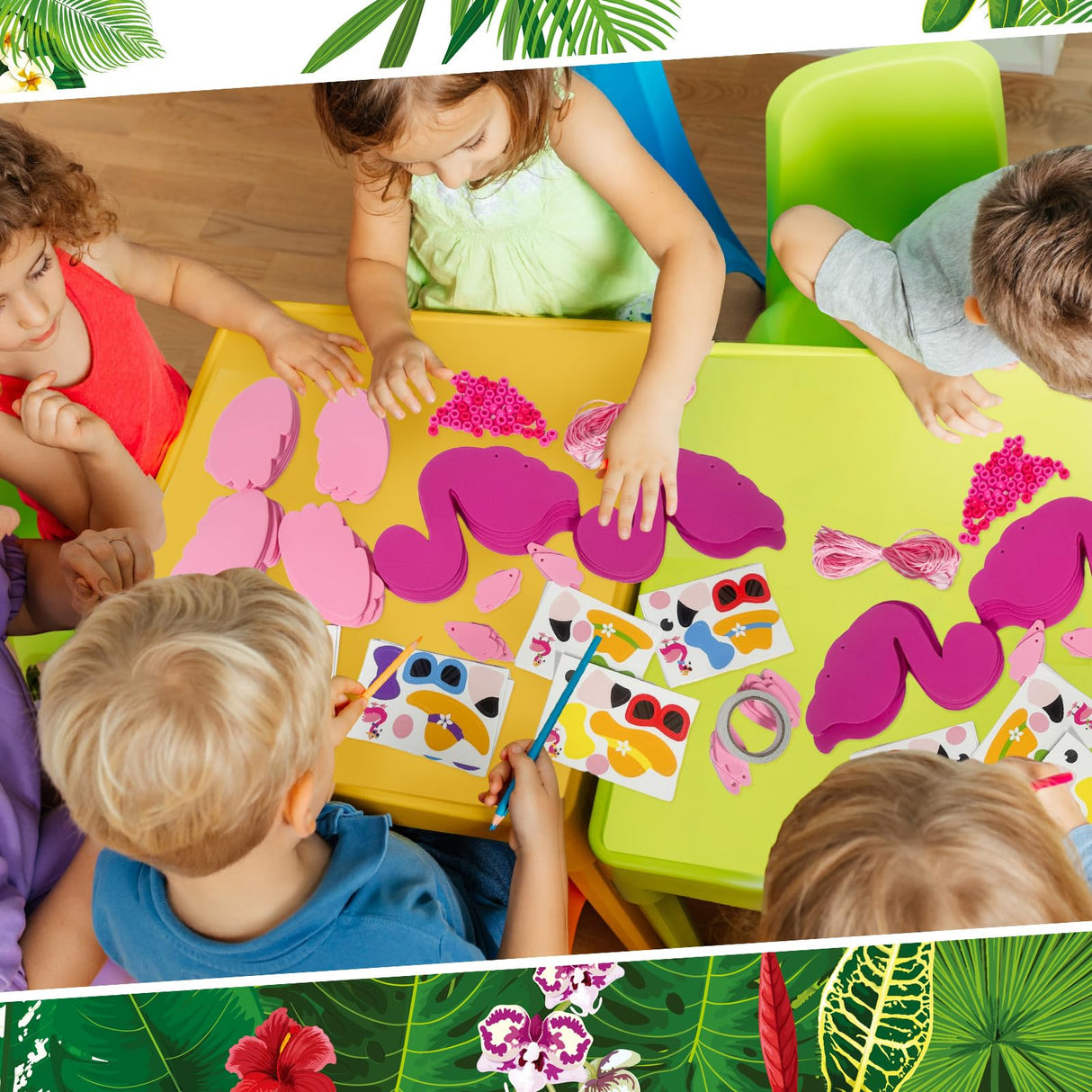 Cinrobiye 24 Set Flamingo Foam Craft Pink Flamingo Party Decorations Art and Craft Summer Tropical Hawaii Crafts Pink Party Favors for Hawaii Bird Summer Activity Party Decor Supplies Cinrobiye