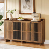 Tribesigns Sideboard Buffet Cabinet, 55-inch Farmhouse Kitchen Storage Cabinet with 4 Doors and Adjustable Shelves, Wood Credenzas Coffee Bar Cabinet for Living Room, Dining Room, Rustic Brown Tribesigns