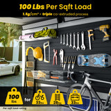 AQOVOR Slat Wall Paneling 4x4 FT, PVC Slat Wall Panels Heavy-Duty Garage Organization System with Hooks & Accessories, Slatwall Pegboard Suitable for Home、Garage、Shop Display & Organization (Black) AQOVOR