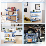 AQNIEGEP Utility Carts with Wheels Rolling Cart Commercial Kitchen Cart Large Food Service Cart Heavy Duty, 600 Lbs Load Capacity, Lockable Wheels, Rubber Hammers AQNIEGEP