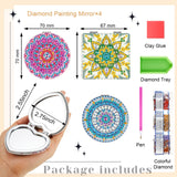 Marsui 4 Pcs Diamond Painting Compact Mirror DIY Painting Pocket Portable Folding Purse Mirror for Women Diamond Art Mom Gifts for Mother's Day Nurse Week Party Favors(Lovely) Marsui