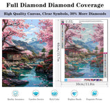 Cherry Blossoms Diamond Art Kits for Adults, DIY Landscape Diamond Painting Kits for Beginners, 5D Full Round Drill Diamonds Art Painting for Home Wall Decor Gift 12x16 Inch Generic