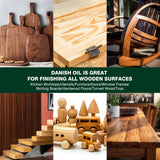 Danish Oil for Wood - Pure Polymerized Linseed Oil Wood Finish & Sealer - Ideal for Furniture, Butcher Blocks, Salad Bowls, & More - Restore & Protect, Fast Curing LIIZOUSUDA