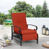 Oakcloud Adjustable Outdoor Lounge Chair Metal Patio Relaxing Recliner Chair with Removable Cushions(Red) Oakcloud