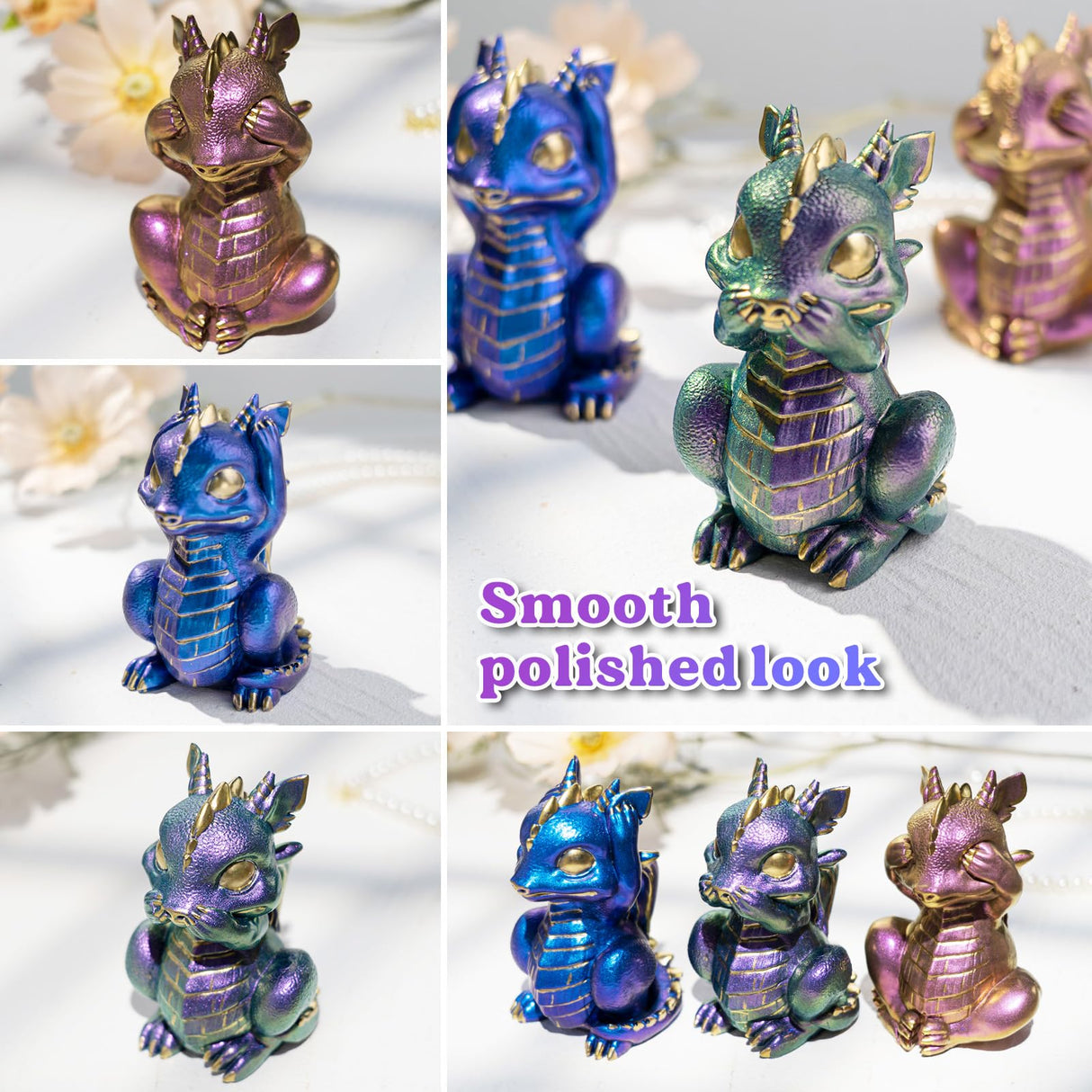 LET'S RESIN Dragon Resin Molds, Hear, Speak, See No Evil 3 Pcs Dragon Epoxy Resin Molds, Lively 3D Animal Silicone Molds for Epoxy Resin, Art Craft, Gift LET'S RESIN