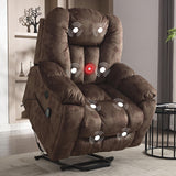 CANMOV Power Lift Recliner Chair with Massage and Heat for Elderly, Overstuffed Wide Recliners, Heavy Duty and Safety Motion Reclining Mechanism with USB Ports, 2 Concealed Cup Holders, Chocolate CANMOV