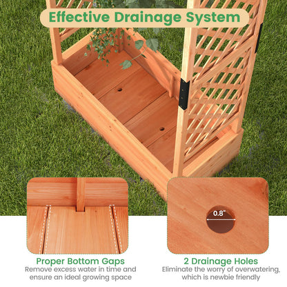 Giantex Set of 2 Raised Garden Bed with 2-Sided Trellis & Hanging Roof, Fir Wood Planter Box w/Drainage Holes, Freestanding Garden Planter for Flowers Herbs Climbing Vines (43.5" x 17.5" x 72")