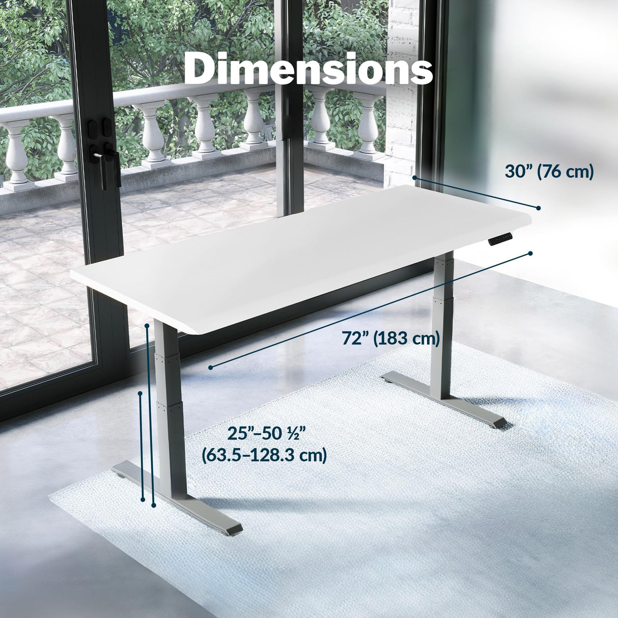 Vari ComfortEdge Electric Standing Desk Adjustable Height, 72x30 White Desk - Gaming & Adjustable Work Table,Sloped Ergonomic Front Edge - Varidesk Vari