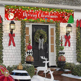 Lecheme Merry Christmas Banner 8x1.6 ft Yard Fence Backdrop Outdoor Red Santa Christmas Party Decorations Lecheme