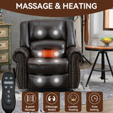 RHHVVR Dual Motor Power Lift Recliner Chair, Lay Flat Recliner Chair with Massage and Heat Remote Control for Adult Elderly, Large Electric Faux Leather Lift Chair, Extended Footrest, Brown RHHVVR