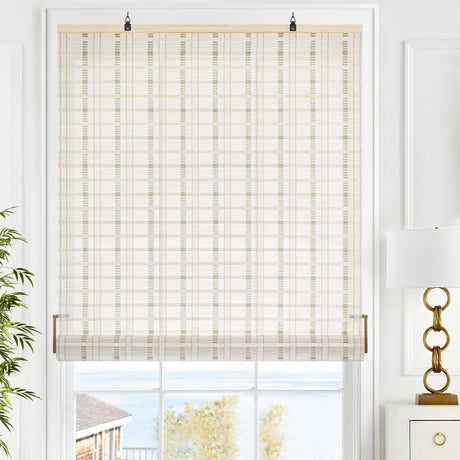 LazBlinds Cordless Bamboo Blinds, Bamboo Roll Up Shades for Windows, Light Filtering Hanging Window Blinds, Bamboo Shades for Patio Indoor/Outdoor Porch - Blinds Size: 42 1/5'' W x 72'' H, Whitewash B LazBlinds