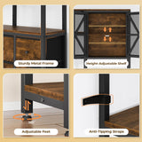 BTHFST Corner Bookshelf 6 Tier, 70.9" Convertible Tall Bookshelf with 6 Fabric Drawers, Corner Bookcase with Metal Doors, Large Display Shelf Book Shelf for Living Room,Home Office, Rustic Brown BTHFST