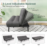 Opoiar Convertible Futon Sofa Bed,71" Memory Foam Futon Couch,Detachable Cushion,Adjustable Backrest & Armrest,Linen Modern Loveseat Sleeper Recliner for Living Room,Office,Apartment,Light Grey Opoiar