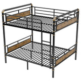 Duxelifin Full Over Full Bunk Bed for Teens & Kids, Heavy-Duty Metal Bunkbeds Industrial Convertible Bunk Bed Frame with High Safety Rails and Ladders, No Box Spring Needed (Black) Duxelifin